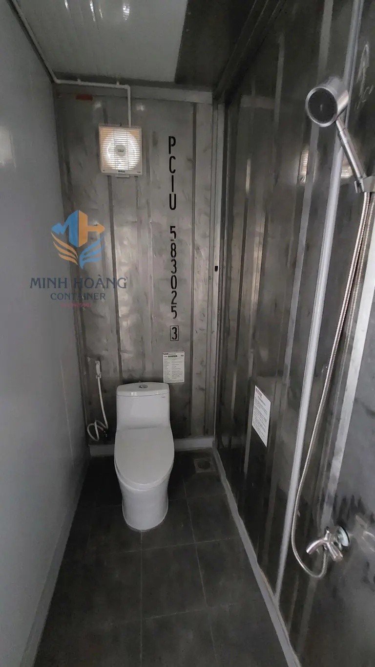 Container Văn Phòng 20 Feet Có Toilet – Thiết Kế Xanh Dương Viền Đen Hiện Đại
